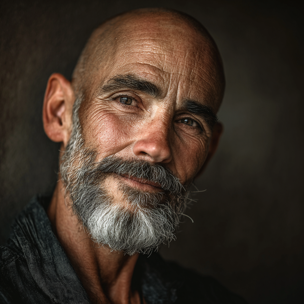 Portrait of 53 years old man, calm and wise expression